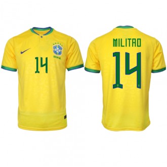 Brasilien Eder Militao #14 Hemmatröja VM 2022 Korta ärmar